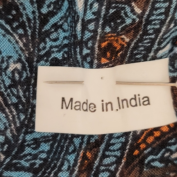 VINTAGE INDIA COTTON SHIFT DRESS 3/4 SLEEVES PAISLEY PRINT M/L - Picture 7 of 8